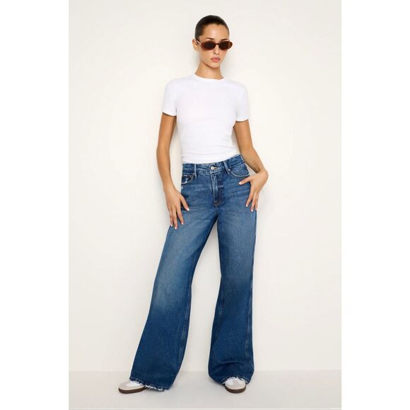 Good American Good Skate High Rise Loose Leg Jeans Size 6 or 28 New - Picture 1 of 8